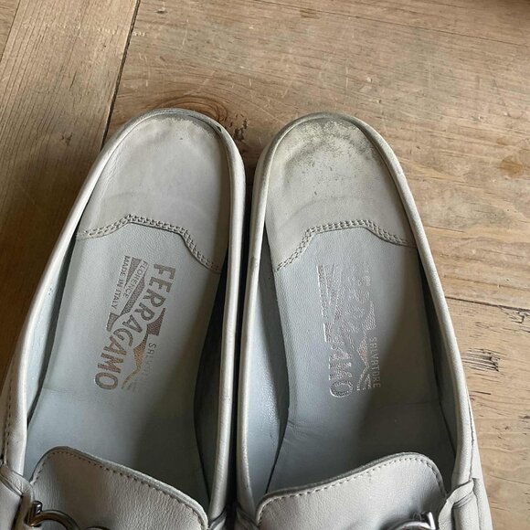 SALVATORE FERRAGAMO LEATHER SLIP ON DRIVER MULES - Picture 3 of 7